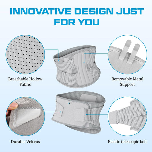 Hyggear™ Lower Back Brace for Back Pain - Immediate Relief from Sciatica, Herniated Disc, Scoliosis - Breathable Design With Lumbar Support Pad - For Home & Lifting At Work, For Men & Women