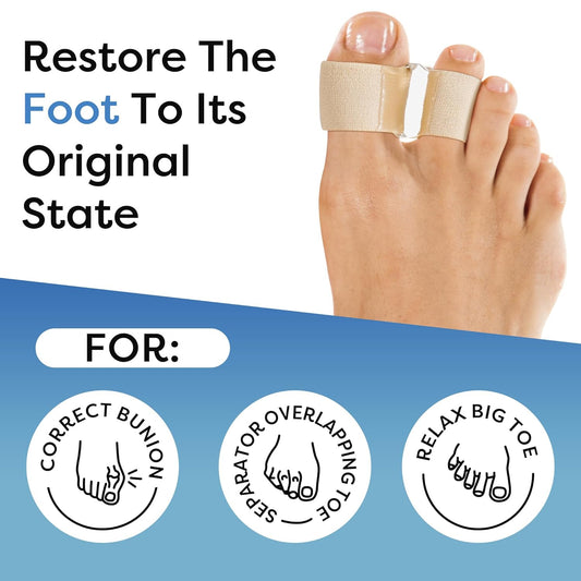 Big Toe Spacer/Corrector,Overlapping Toes, Bunion Pain Relief, Toe Alignment, Soft Silicone/Gel, 2 Loop,Day Night Wear,Comfortable, Washable - 6378463273